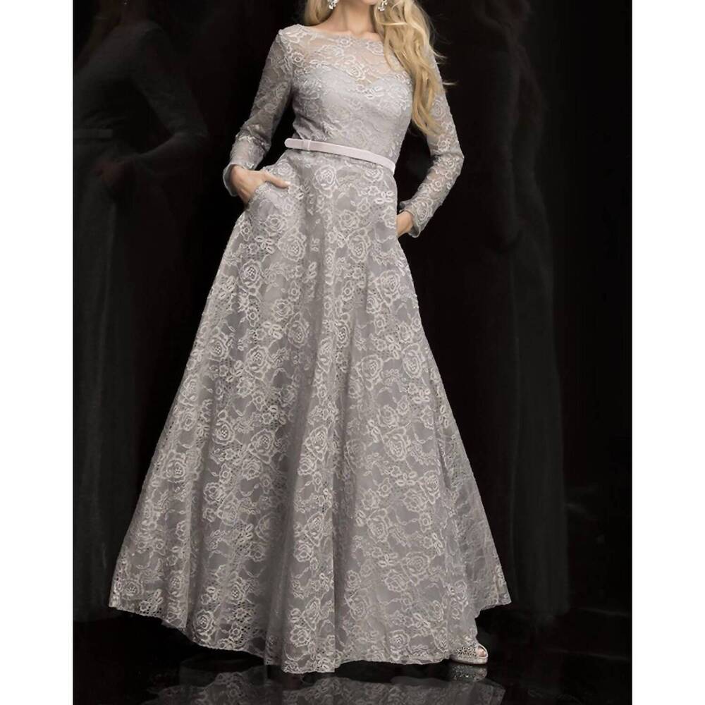 NEW LUCCI LU long sleeve gown in silver